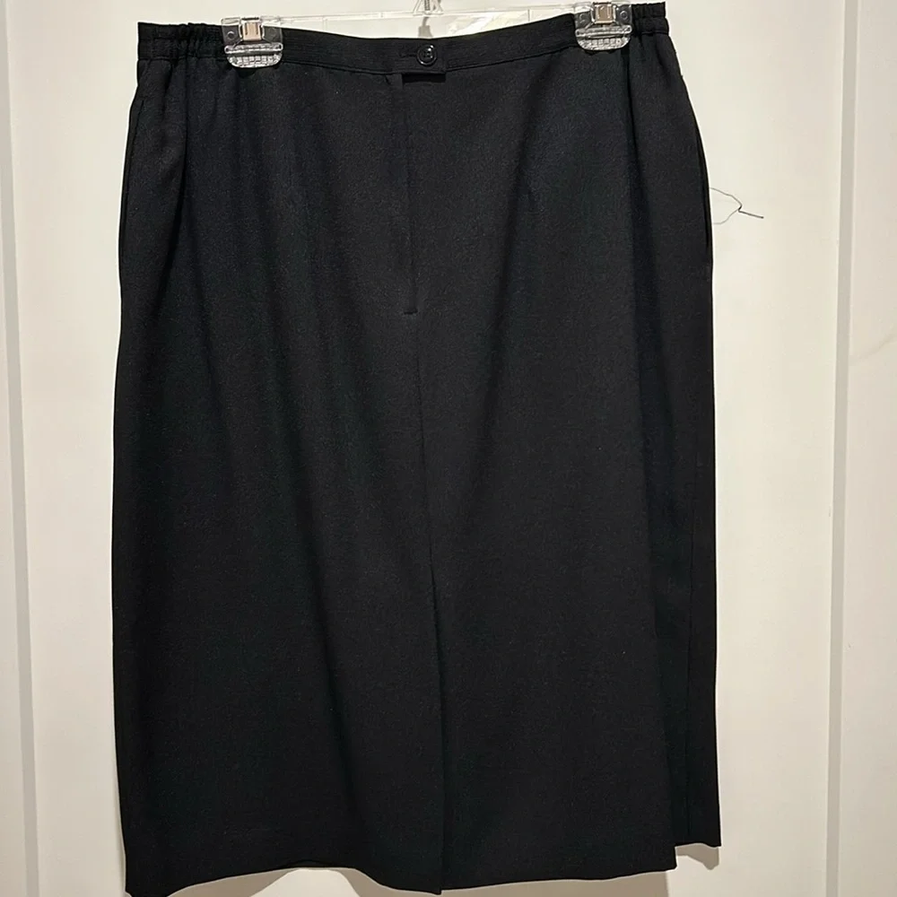 NYP Suits, 3-button black blazer and matching skirt, size 16